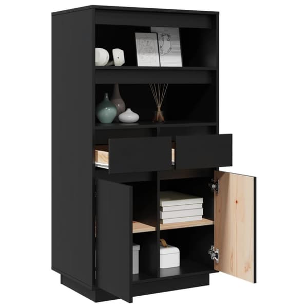 vidaXL højskab 60x40x116,5 cm massivt fyrretræ sort