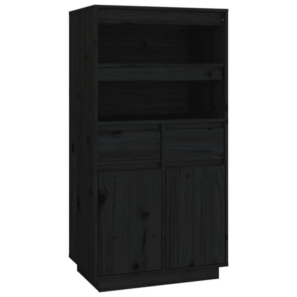 vidaXL højskab 60x40x116,5 cm massivt fyrretræ sort