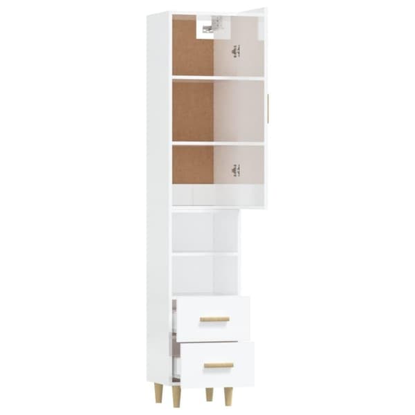vidaXL skab 34,5x34x180 cm konstrueret træ hvid højglans