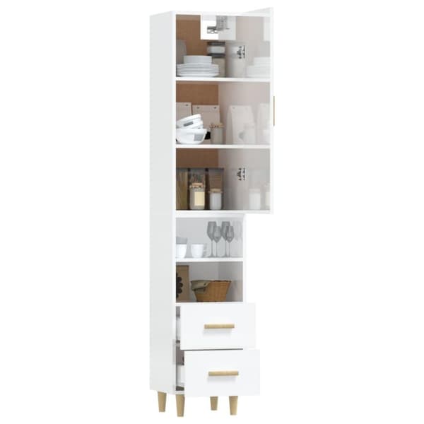 vidaXL skab 34,5x34x180 cm konstrueret træ hvid højglans