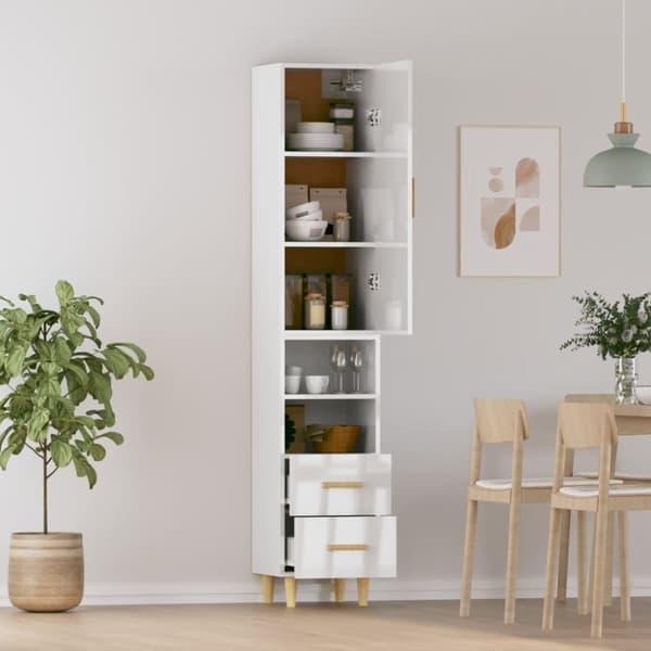 vidaXL skab 34,5x34x180 cm konstrueret træ hvid højglans