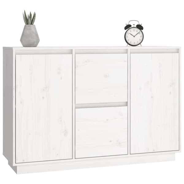 vidaXL skænk 111x34x75 cm massivt fyrretræ hvid
