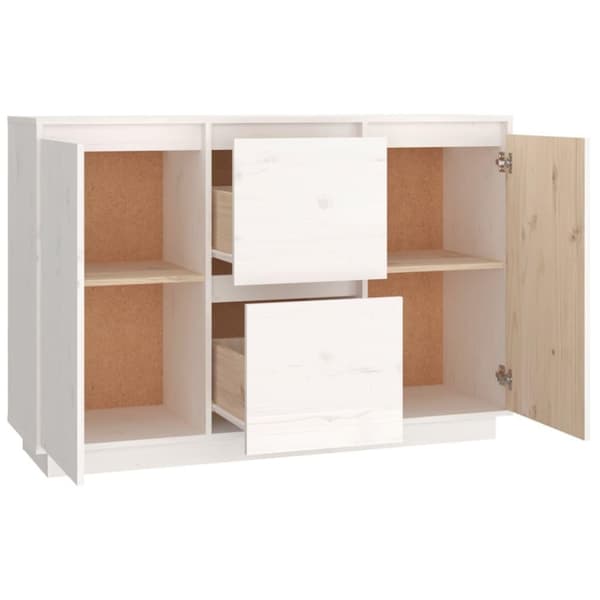 vidaXL skænk 111x34x75 cm massivt fyrretræ hvid