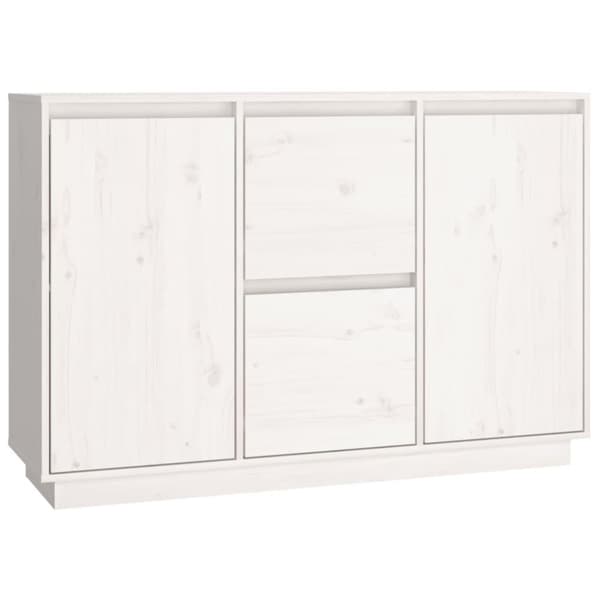 vidaXL skænk 111x34x75 cm massivt fyrretræ hvid