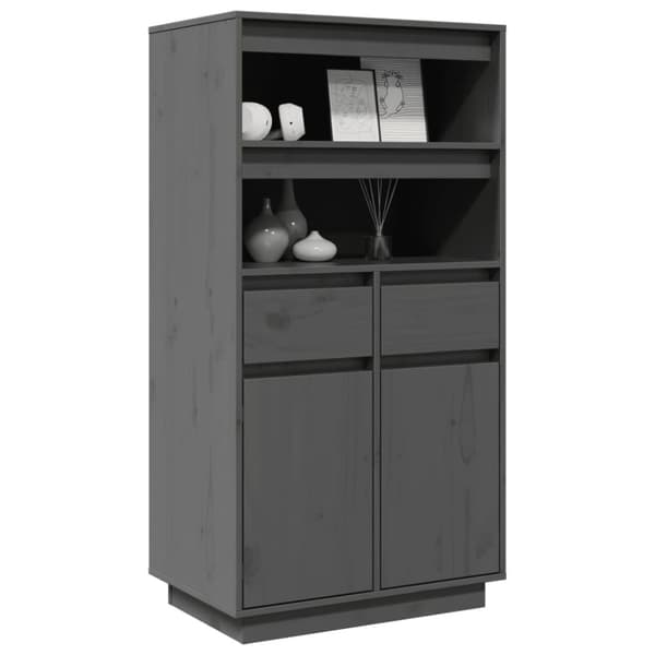 vidaXL højskab 60x40x116,5 cm massivt fyrretræ grå