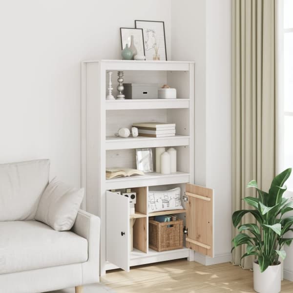 vidaXL skab 80x35x154 cm massivt fyrretræ hvid