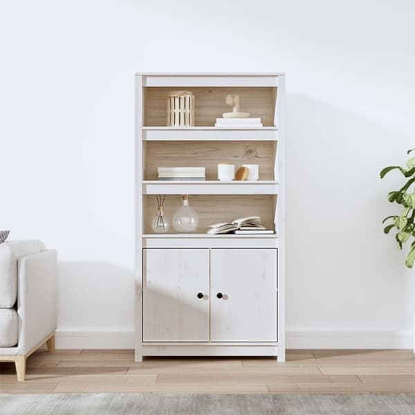 vidaXL skab 80x35x154 cm massivt fyrretræ hvid