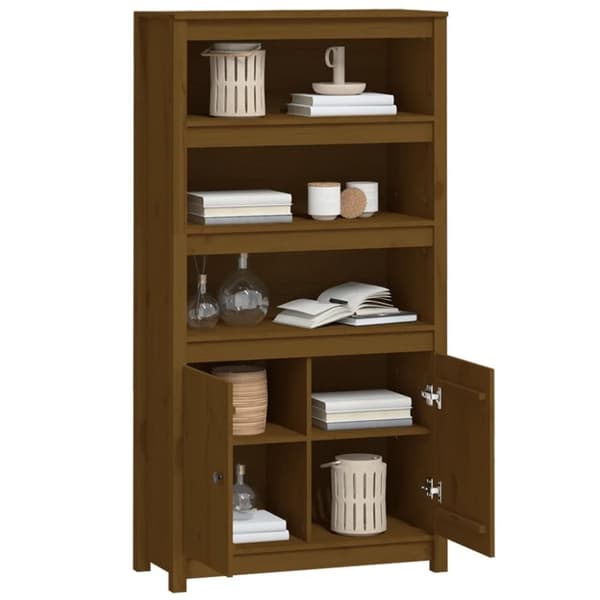 vidaXL skab 80x35x154 cm massivt fyrretræ gyldenbrun