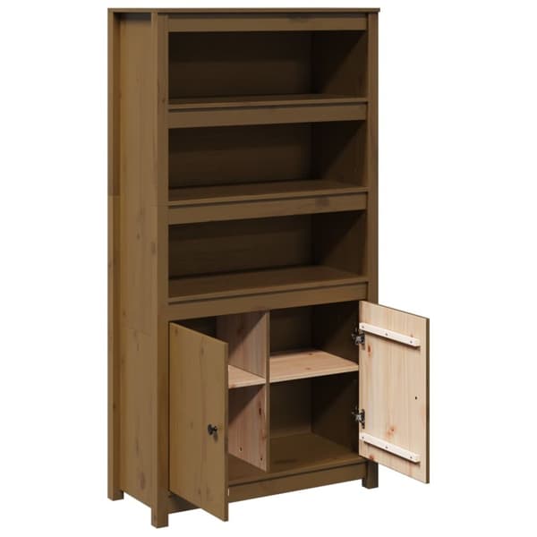 vidaXL skab 80x35x154 cm massivt fyrretræ gyldenbrun