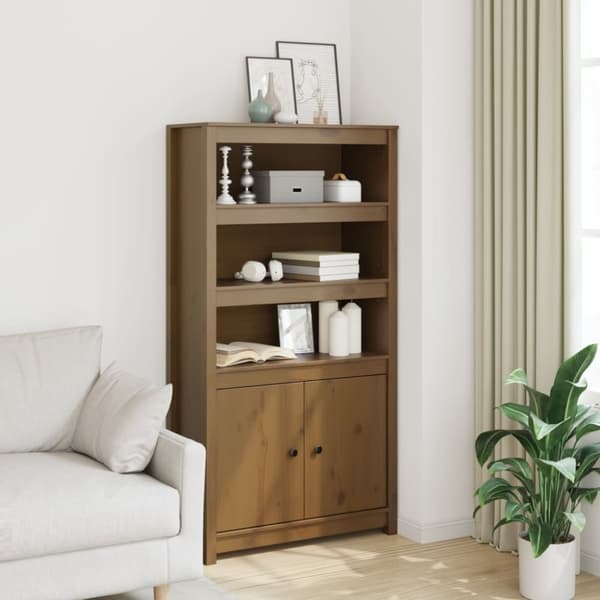 vidaXL skab 80x35x154 cm massivt fyrretræ gyldenbrun