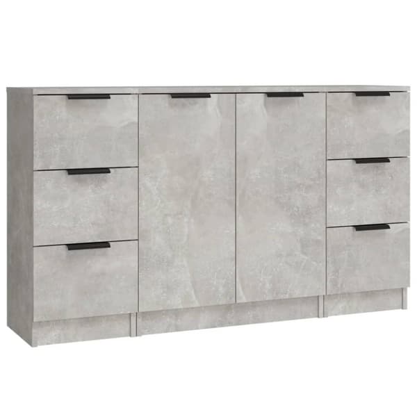 vidaXL Senkit 3 kpl betoninharmaa tekninen puu