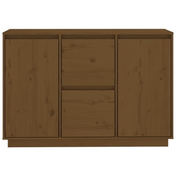 vidaXL skænk 111x34x75 cm massivt fyrretræ gyldenbrun