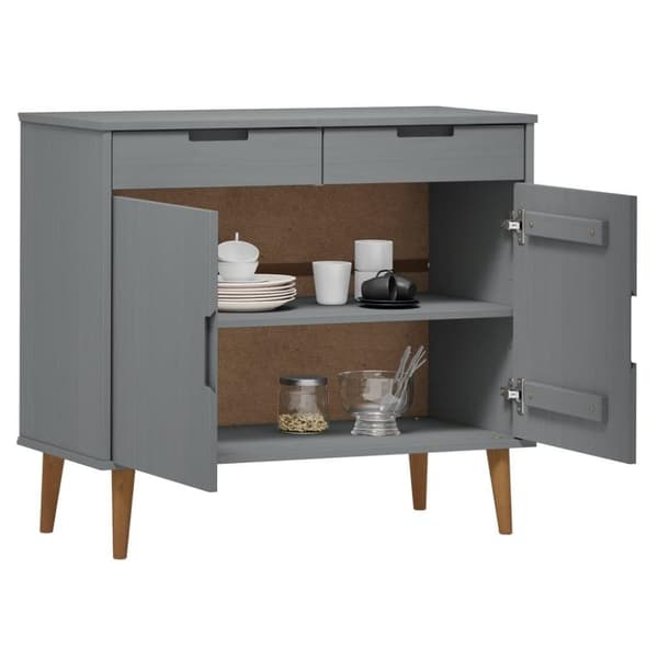 vidaXL skænk MOLDE 90x40x80 cm massivt fyrretræ grå