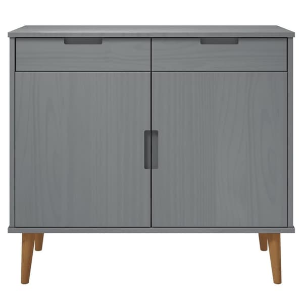 vidaXL skænk MOLDE 90x40x80 cm massivt fyrretræ grå