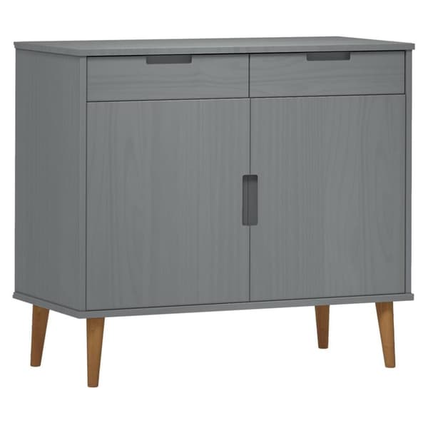 vidaXL skænk MOLDE 90x40x80 cm massivt fyrretræ grå
