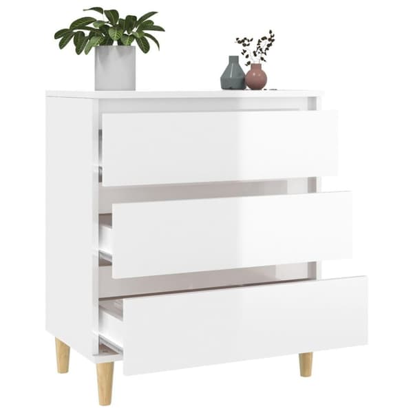vidaXL skænk 60x35x70 cm konstrueret træ hvid højglans