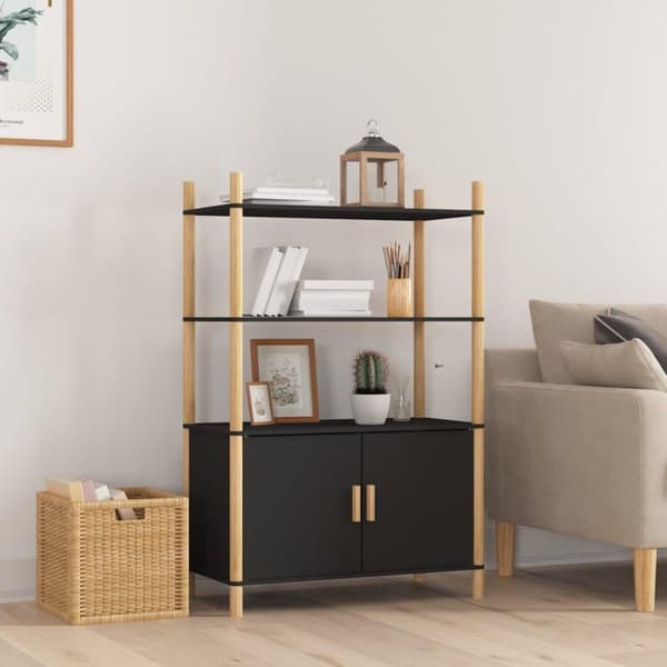 vidaXL højskab 80x40x121 cm konstrueret træ sort
