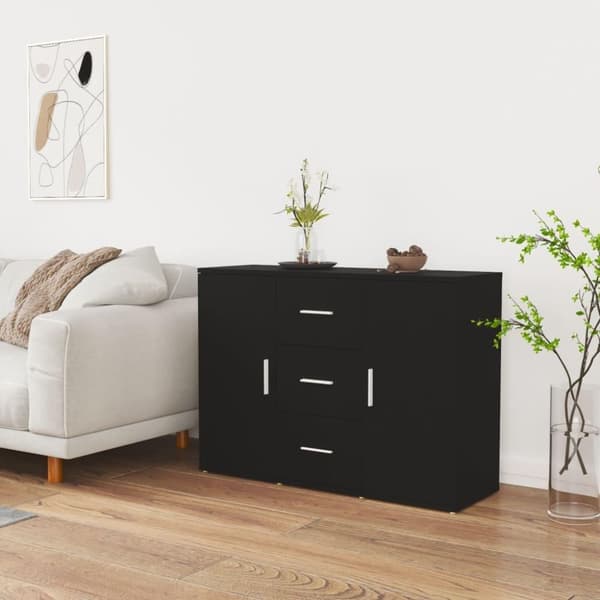 vidaXL skænk 91x29,5x65 cm konstrueret træ sort