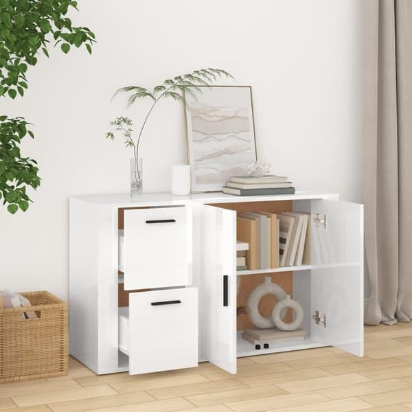 vidaXL Senkki korkeakiilto valkoinen 100x33x59,5 cm tekninen puu