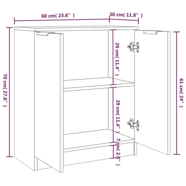 vidaXL skænke 2 stk. 60x30x70 cm konstrueret træ hvid