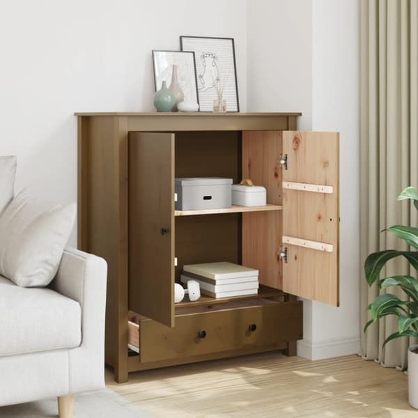 vidaXL højskab 83x41,5x100 cm massivt fyrretræ gyldenbrun