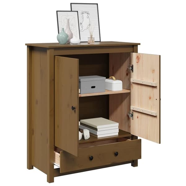 vidaXL højskab 83x41,5x100 cm massivt fyrretræ gyldenbrun