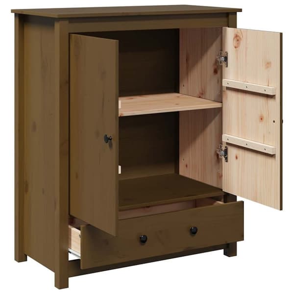 vidaXL højskab 83x41,5x100 cm massivt fyrretræ gyldenbrun