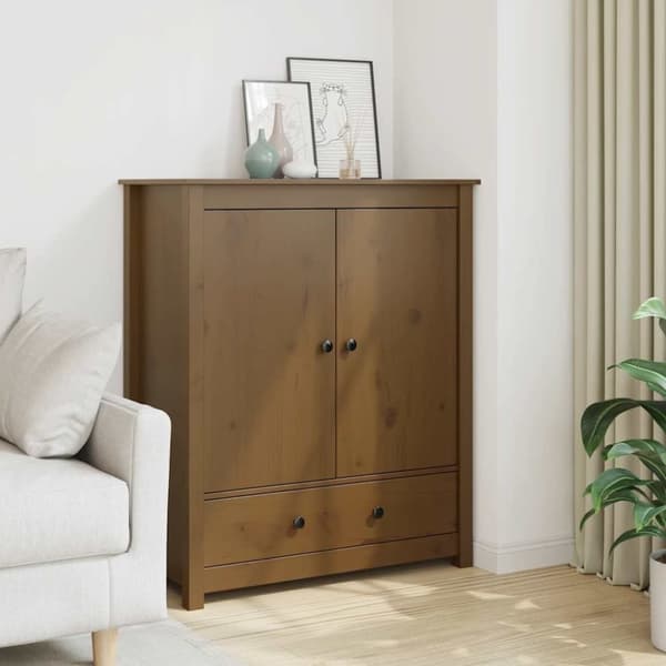 vidaXL højskab 83x41,5x100 cm massivt fyrretræ gyldenbrun