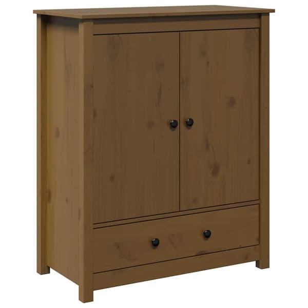 vidaXL højskab 83x41,5x100 cm massivt fyrretræ gyldenbrun