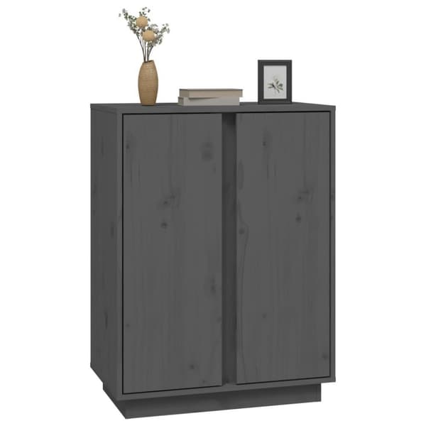 vidaXL Skåp grå 60x35x80cm massiv furu