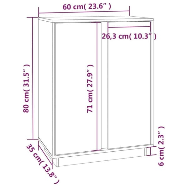 vidaXL Skåp grå 60x35x80cm massiv furu