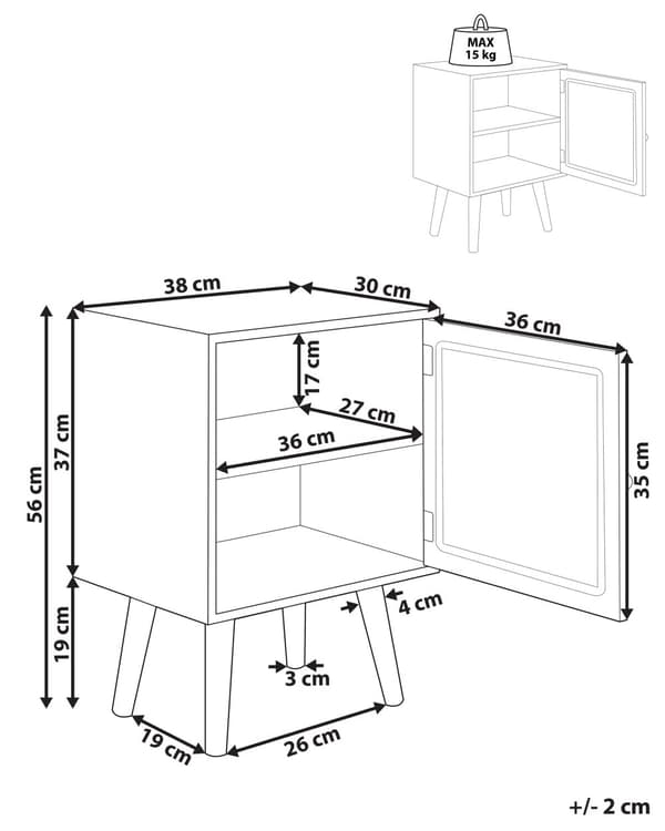 Sängbord Ljust trä MDF-Faner med Rotting Låda Boho-stil Nattduksbord Sovrum