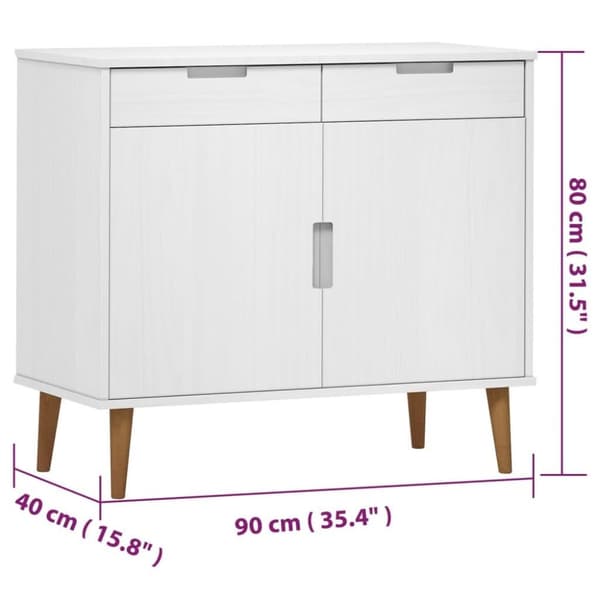 vidaXL Skänk MOLDE vit 90x40x80 cm massiv furu