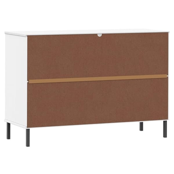 vidaXL Skänk med metallben OSLO vit 113x40x77 cm massivt trä