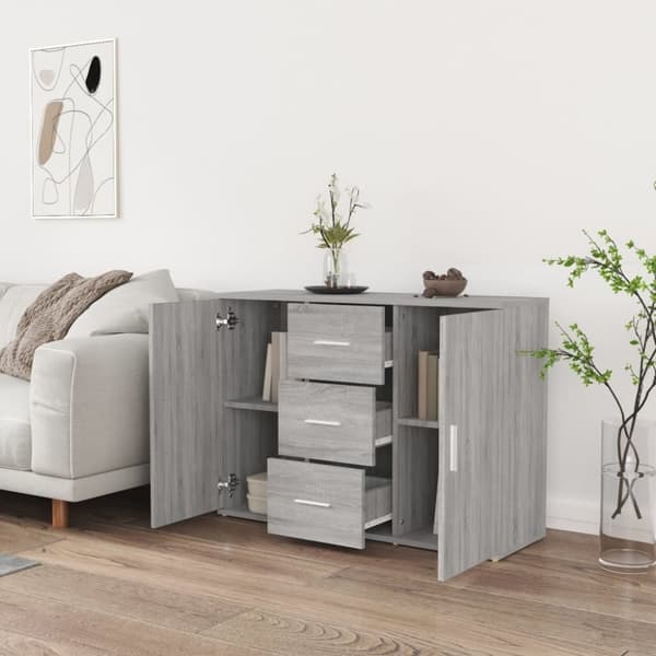vidaXL skænk 91x29,5x65 cm konstrueret træ grå sonoma-eg