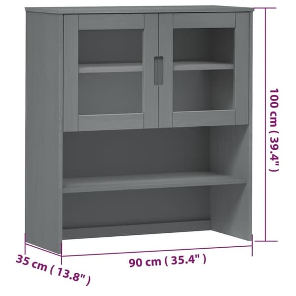 vidaXL Skjenketopp MOLDE grå 90x35x100 cm heltre furu