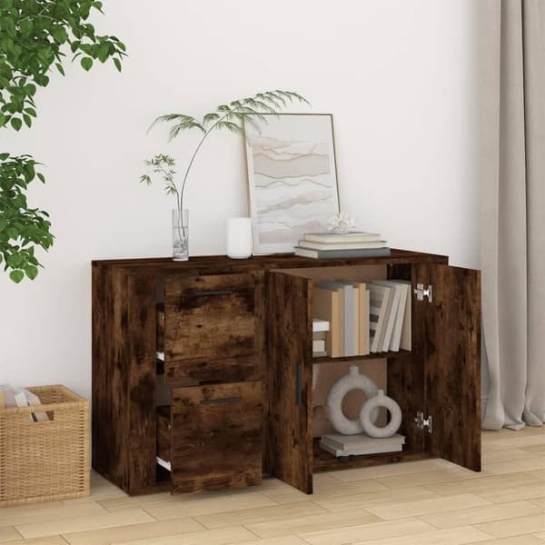 vidaXL Skjenk røkt eik 100x33x59,5 cm konstruert tre