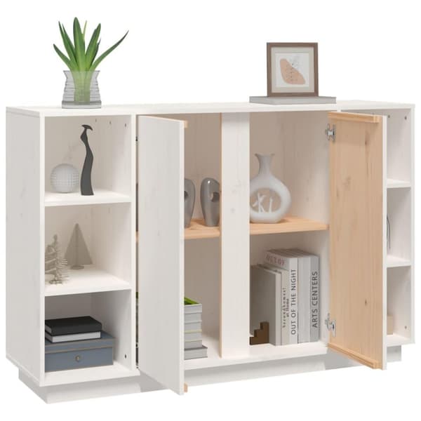 vidaXL Skjenk hvit 120x35x80 cm heltre furu