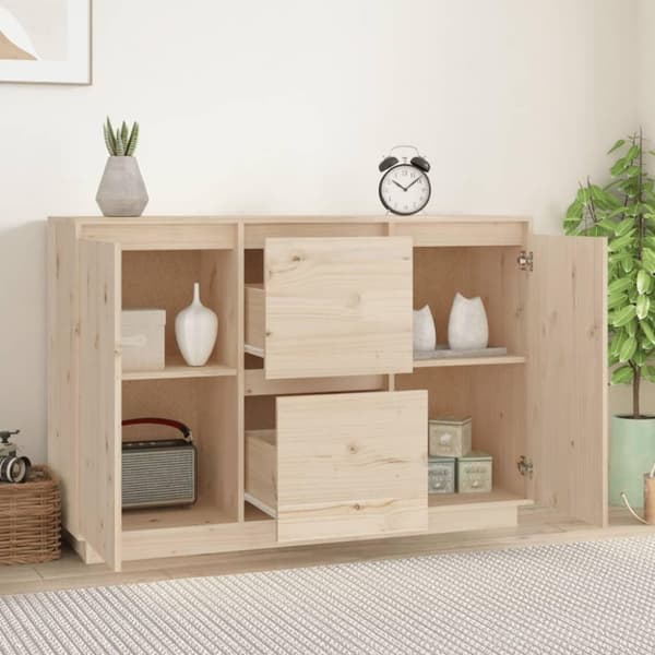 vidaXL Skänk vit 111x34x75 cm massiv furu