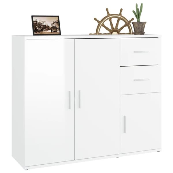 vidaXL Skjenk høyglans hvit 91x29,5x75 cm konstruert tre