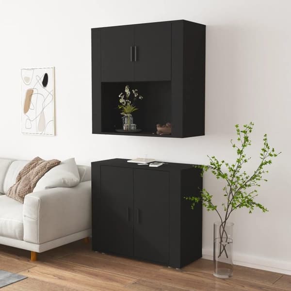 vidaXL Highboard svart konstruert tre
