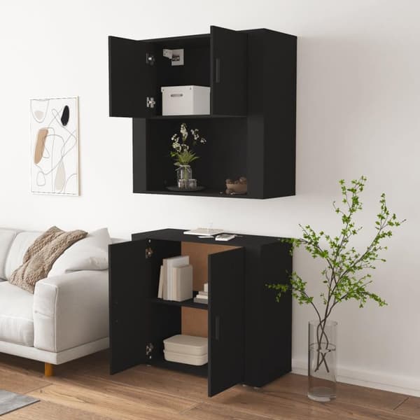 vidaXL Highboard svart konstruert tre