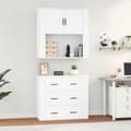 Miniatyrbilde 3 av 11: vidaXL Highboard hvit konstruert tre