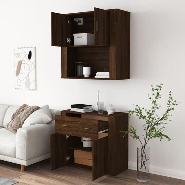 vidaXL Highboard brun eik konstruert tre
