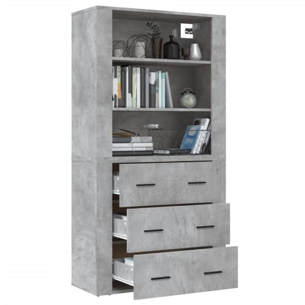 vidaXL Highboard betonggrå konstruert tre