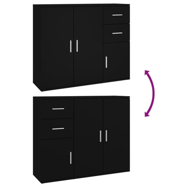 vidaXL Skjenk svart 91x29,5x75 cm konstruert tre