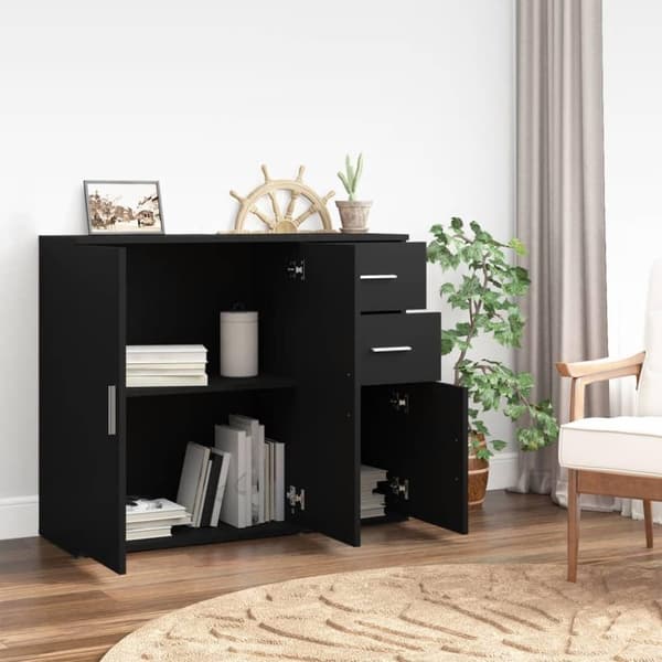 vidaXL Skjenk svart 91x29,5x75 cm konstruert tre