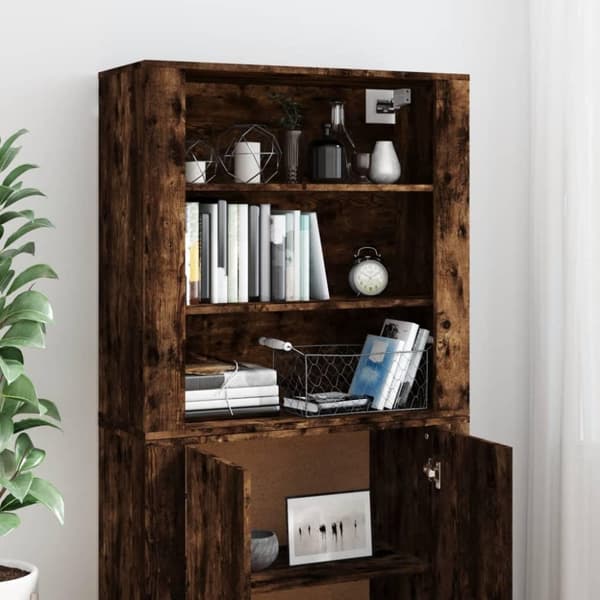 vidaXL Highboard røkt eik konstruert tre