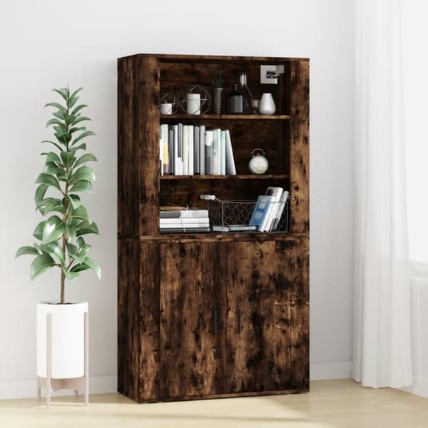 vidaXL Highboard røkt eik konstruert tre