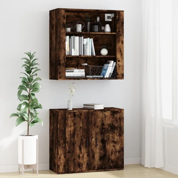 vidaXL Highboard røkt eik konstruert tre